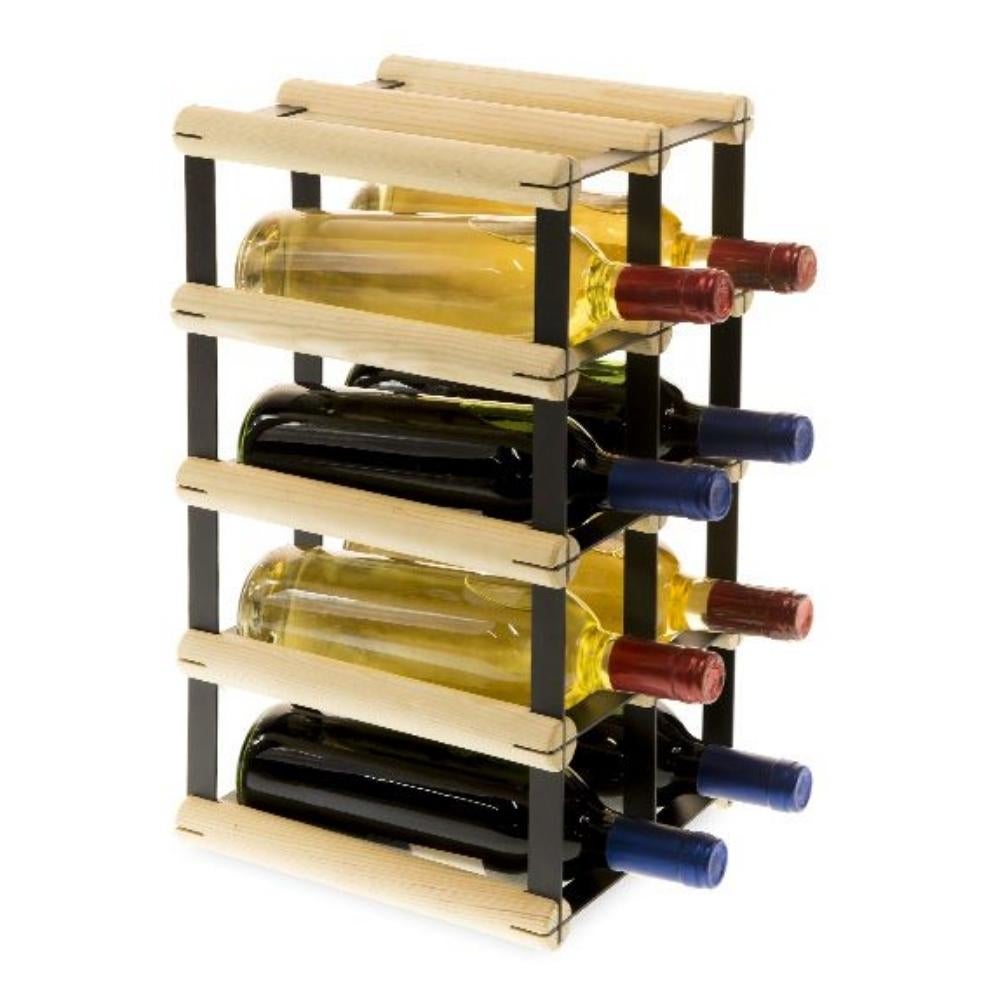 PROREGAL Modulair Wijnrek Vinotega Mod Metaal HxBxD 42,5 x 22,5 x 24,5 cm 2 x 4 Flessen Massief grenenhout Natuurlijk