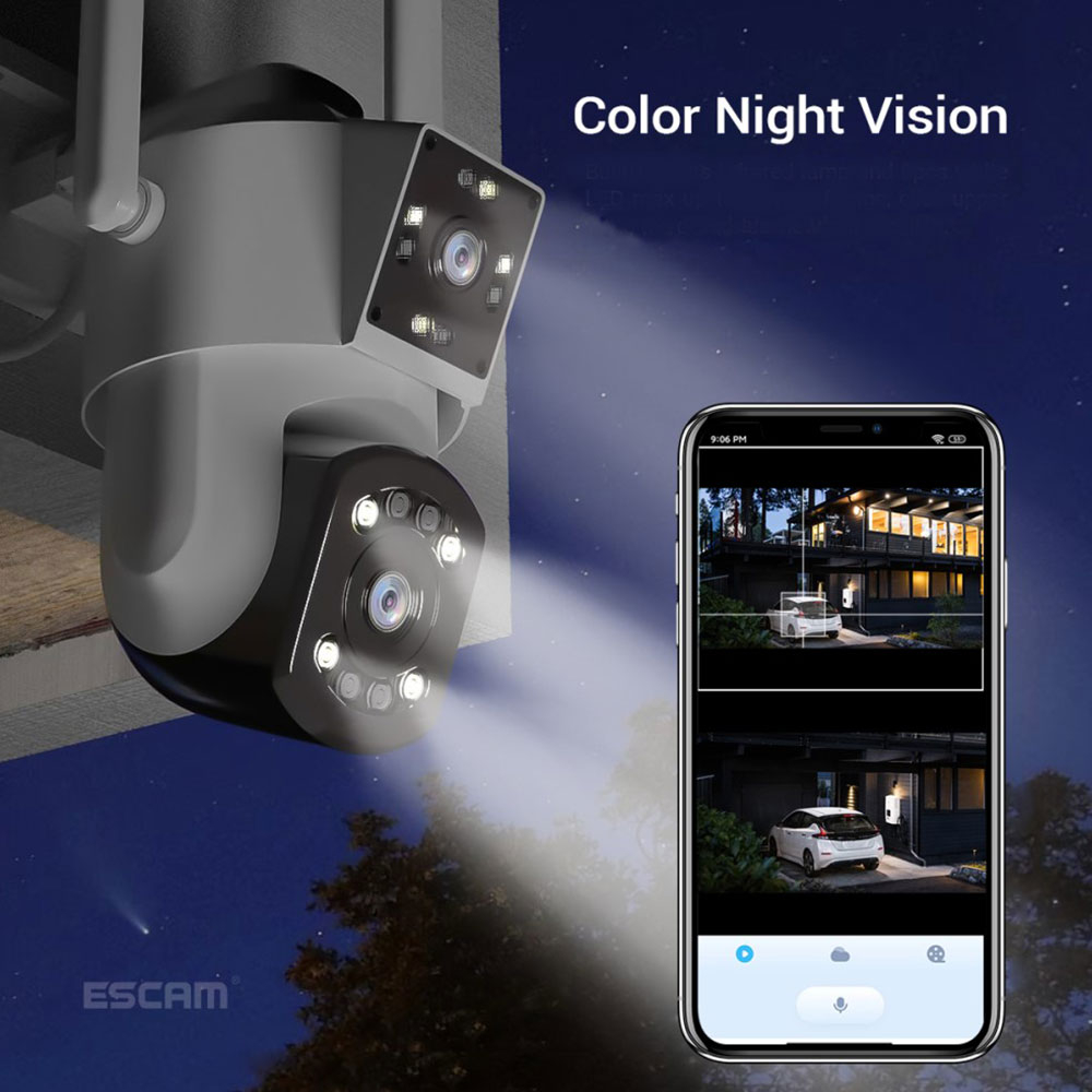(2x3MP) 355° / 90° WiFi Dual IP Kamera 1296p IR Nachtsichtfunktion und Bewegungserkennung (iOS/Android)