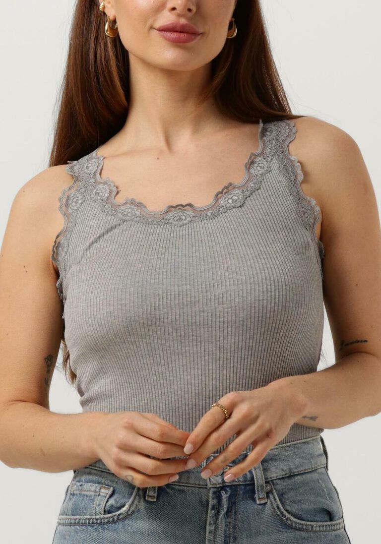 grijze rosemunde top silk top w/ lace