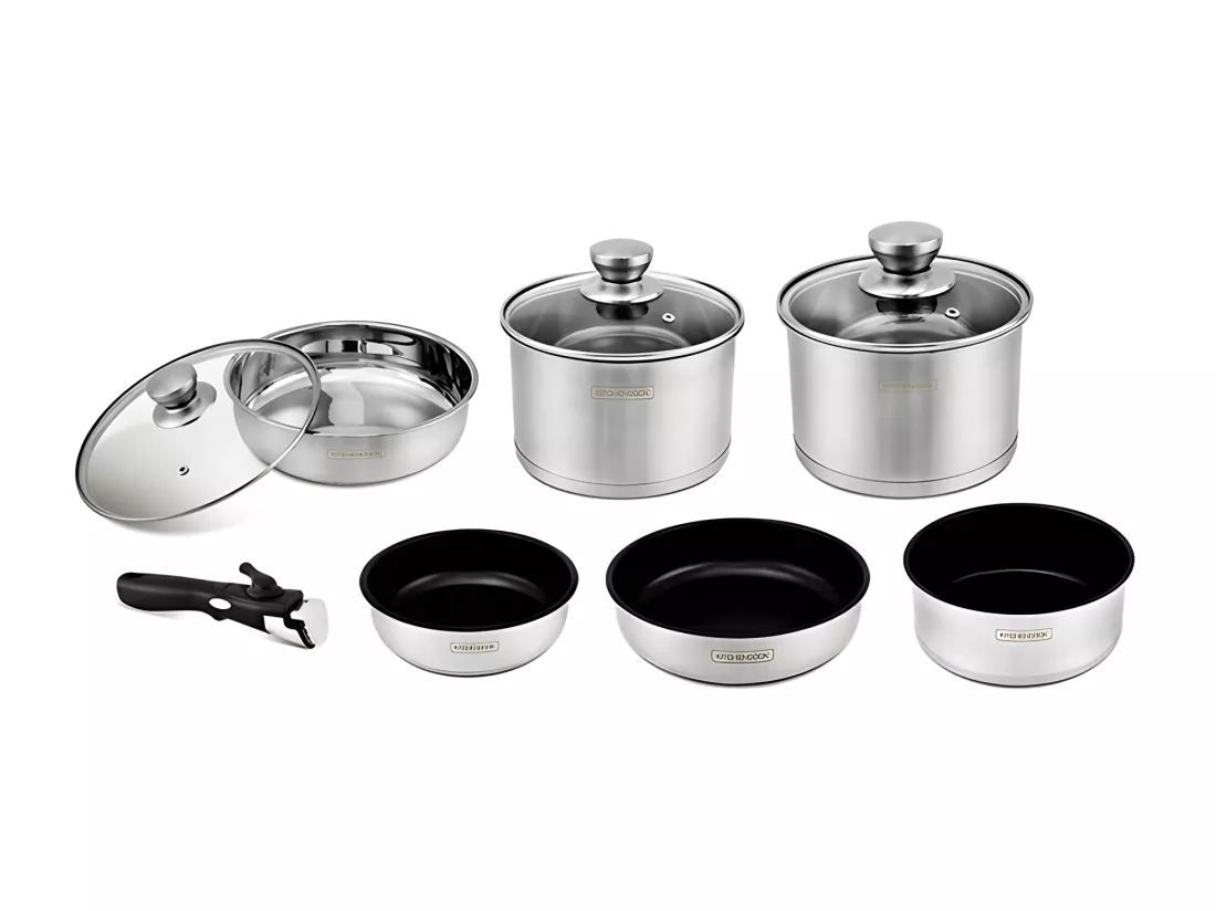 Batterie De Cuisine Inox Anti Adhésif 10 Pcs Tfi Flex10 Ix De Kitchencook