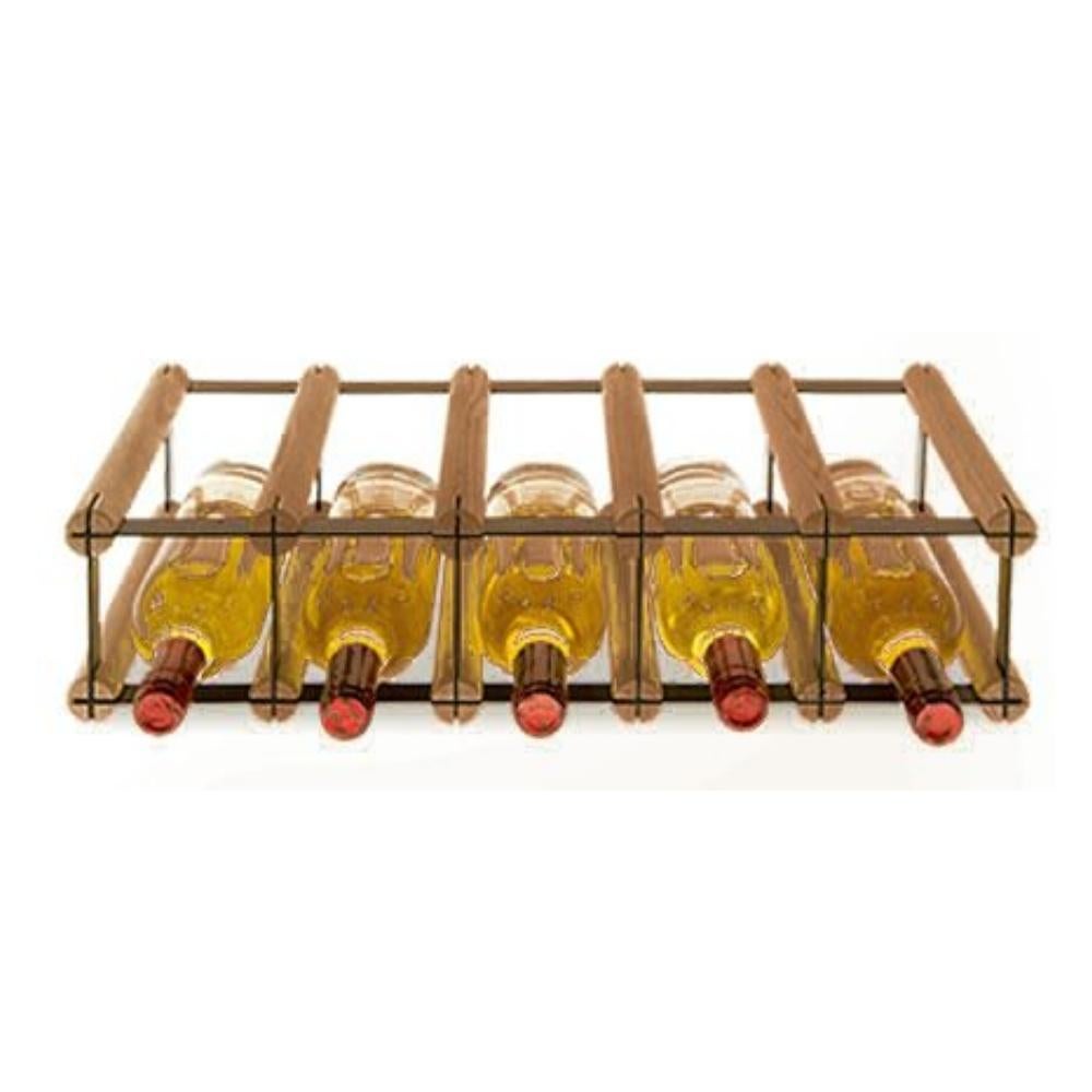 PROREGAL Modulair Wijnrek Vinotega Mod Metaal HxBxD 12,5 x 52,5 x 24,5 cm 5 x 1 Flessen Massief grenenhout Bruin Geolied