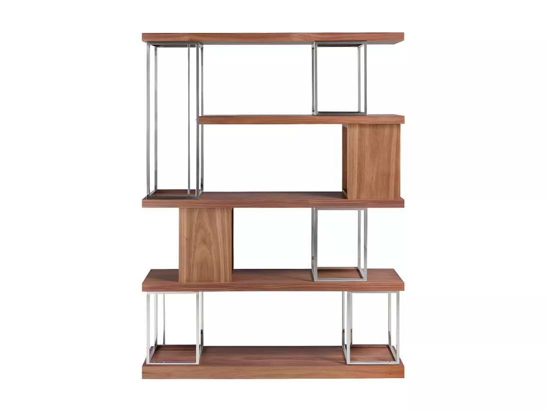 Etagère de noyer et acier chromé 3220 ANGEL CERDA