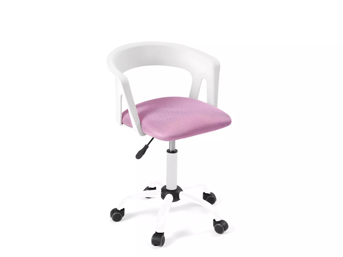 Chaise bureau roulettes accoudoir assise rembourée hauteur réglable pivotant AYA (blanc rose)