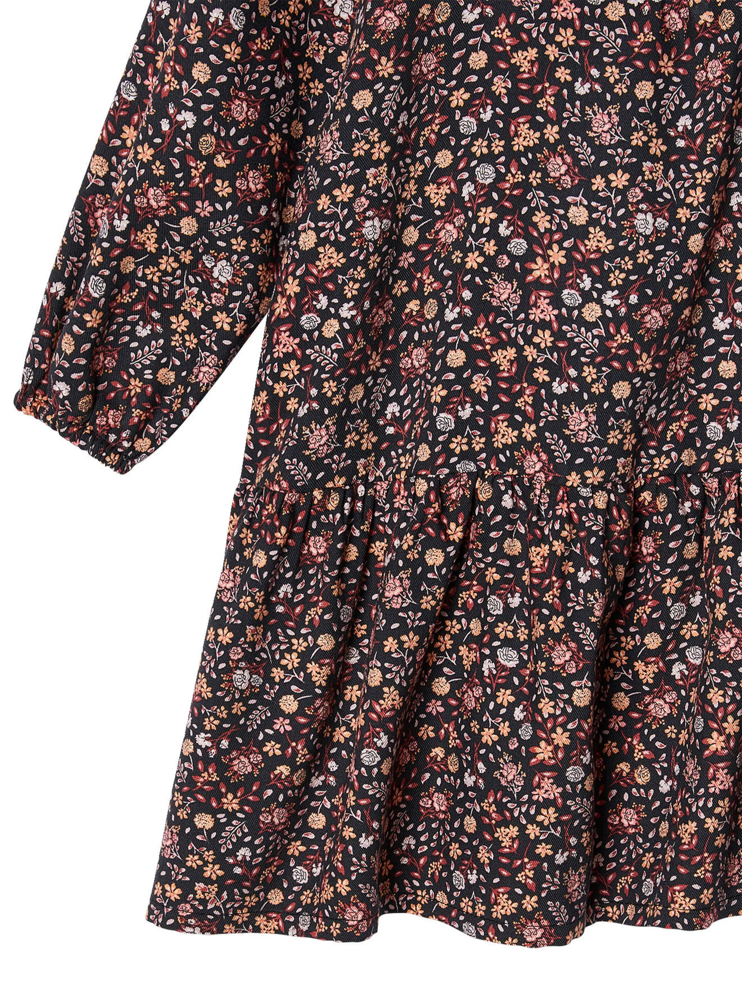 Vertbaudet Mädchen Volantkleid mit Blumen rosa bedruckt