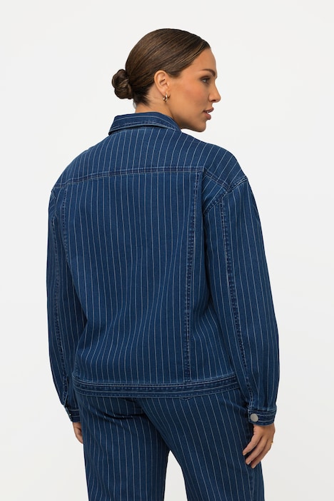 Jeansjacke, Nadelstreifen, Hemdkragen, Reißverschluss