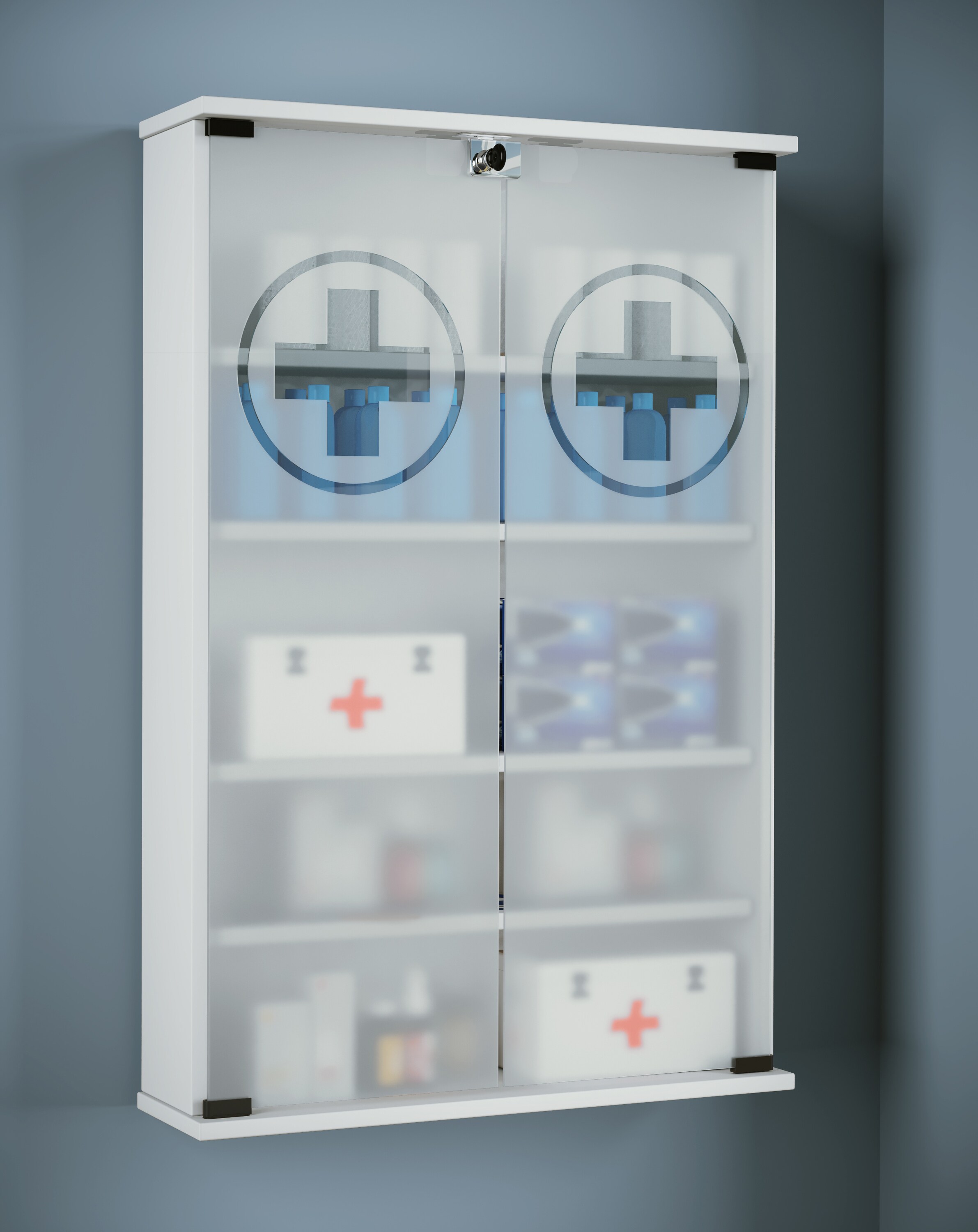 VCM Medizinschrank Arzneischrank Apothekerschrank Wand Schrank abschließbar Janula