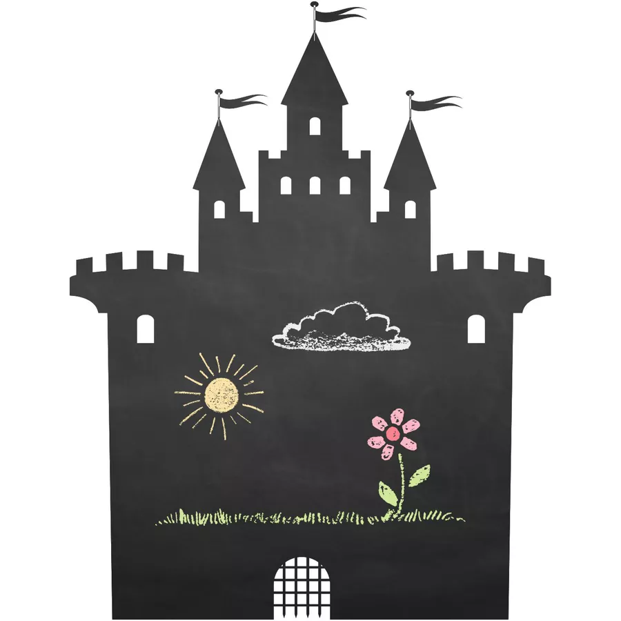 Nikima Wandtattoo 002 Burg - selbstklebende Tafelfolie Kreidefolie inkl. 3 Stück Kreide schwarz