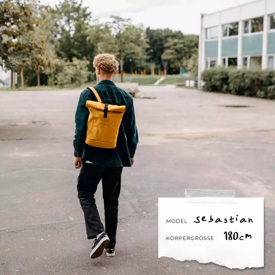 Anna und Oskar Fairer Kinderrucksack Hugo Junior Senfgelb