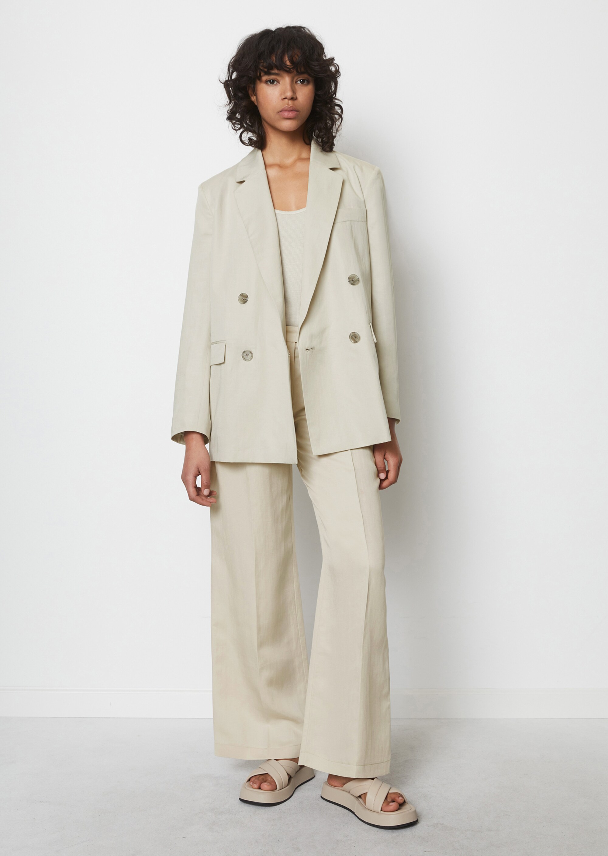 Doppelreiher-Blazer relaxedaus TENCEL™ Lyocell-Leinen-Mix