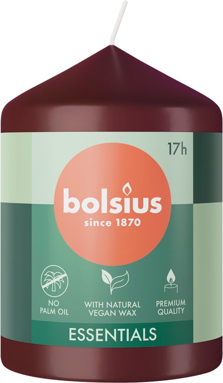 Bolsius stompkaars Essentials bordeaux 17 uur D 5,8 H 8 cm