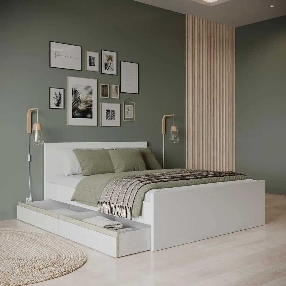 Tweepersoonsbed Clyde - 160x200cm - wit