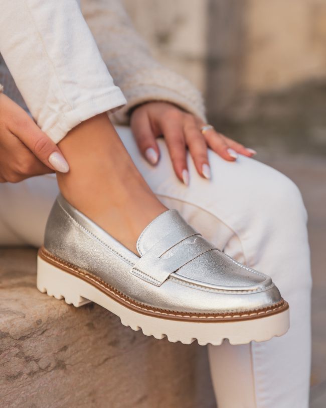 Mocassin femme argenté - Aya