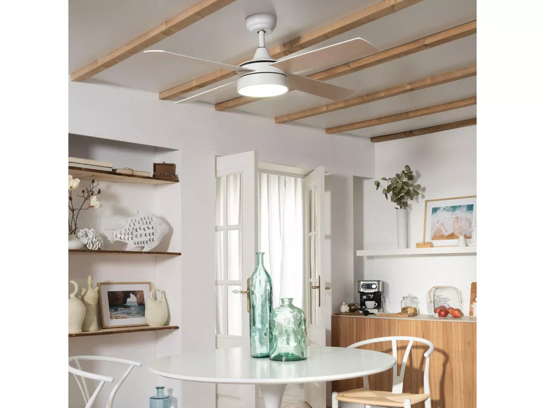Ventilateur de Plafond Silencieux Timor Blanc 132cm Moteur DC Blanc