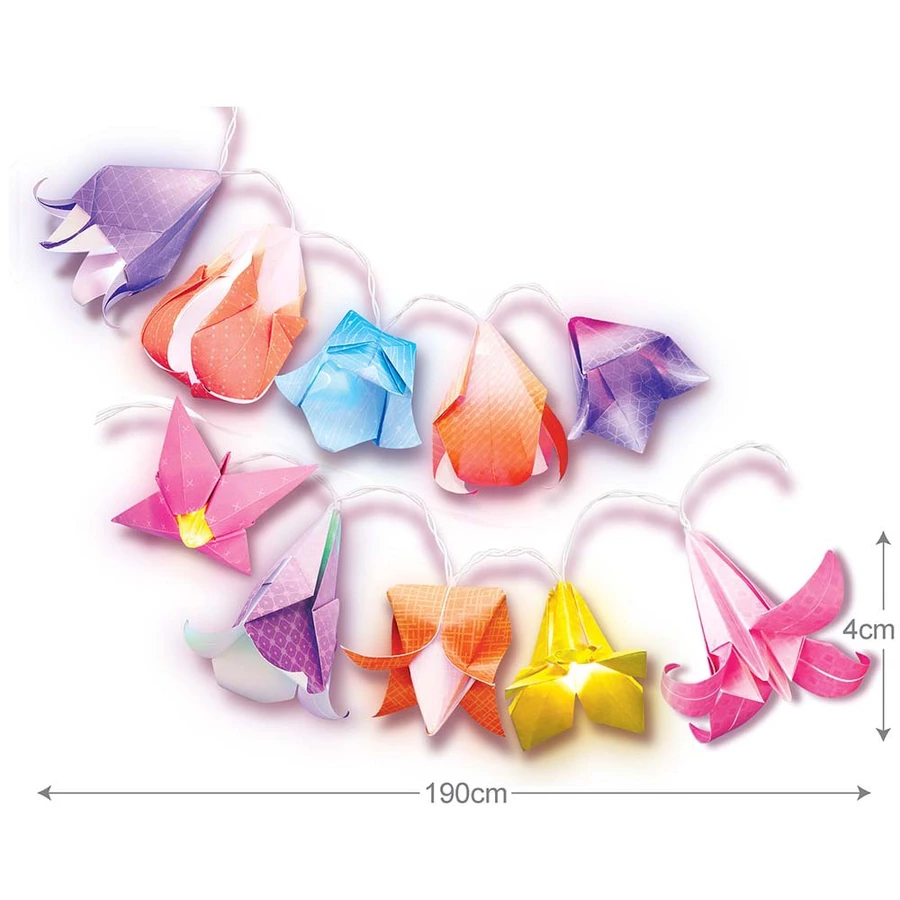 4M KidzMaker - Origami Blumen Lichterkette Mehrfarbig