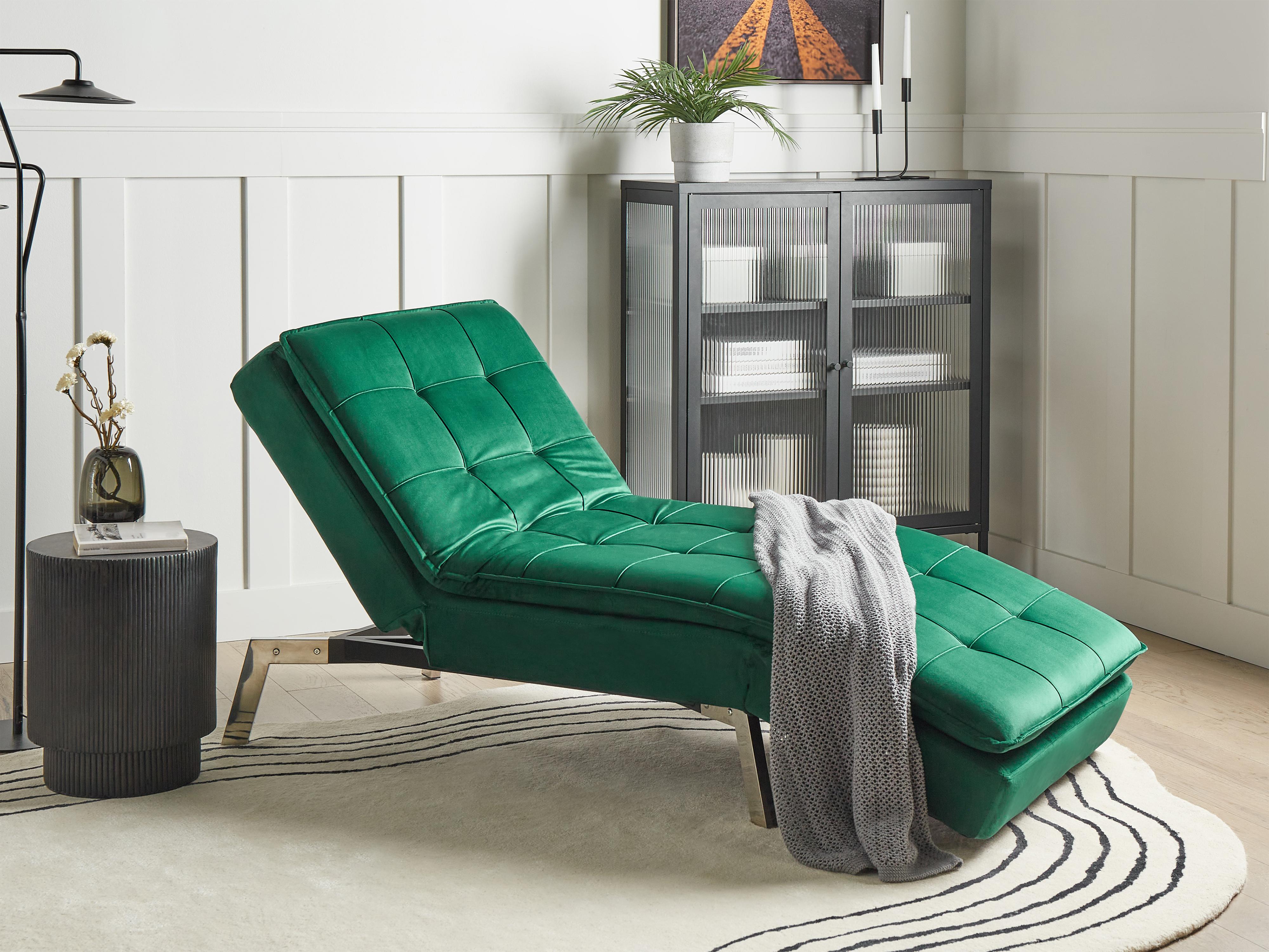 Chaise longue LOIRET Fluweel Smaragdgroen
