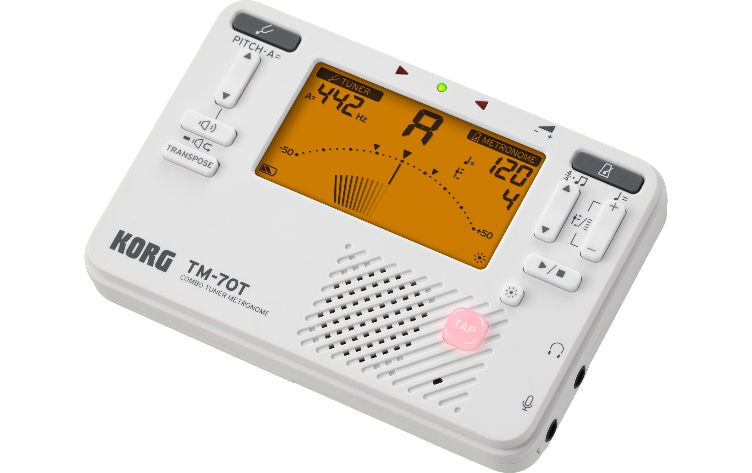 Stimmgerät TM-70 WeissKombination aus Stimmgerät und Metronom in einem kompakten Gehäuse