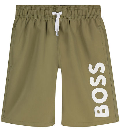BOSS Badeshorts - Dark Green m. Weiß