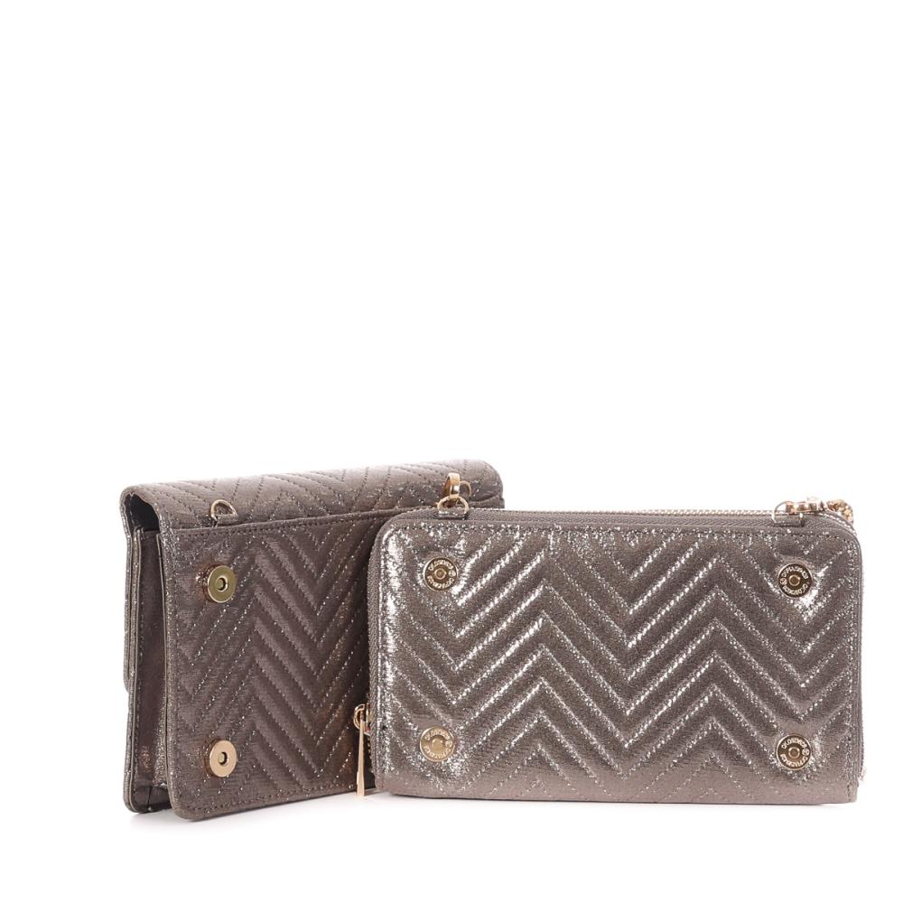 Stella Green Sac à Bandoulière Gris Métallique Femme Stella Green Chevron