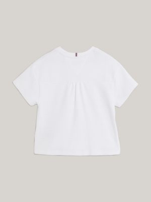 Camiseta com estampa de bandeira em malha waffle