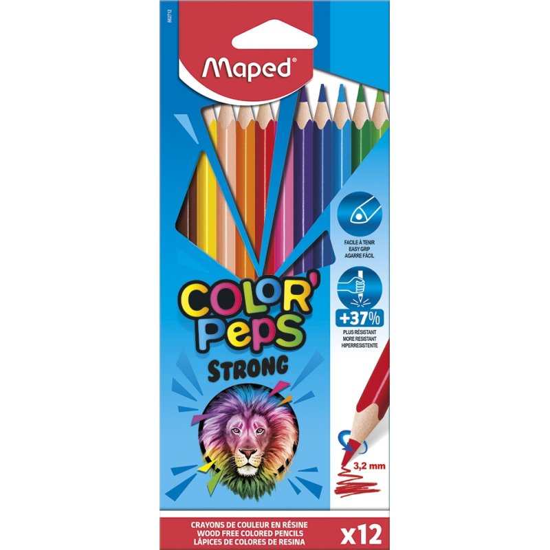 Crayon couleur maped color' peps strong ultra resistant   carton de 12 un