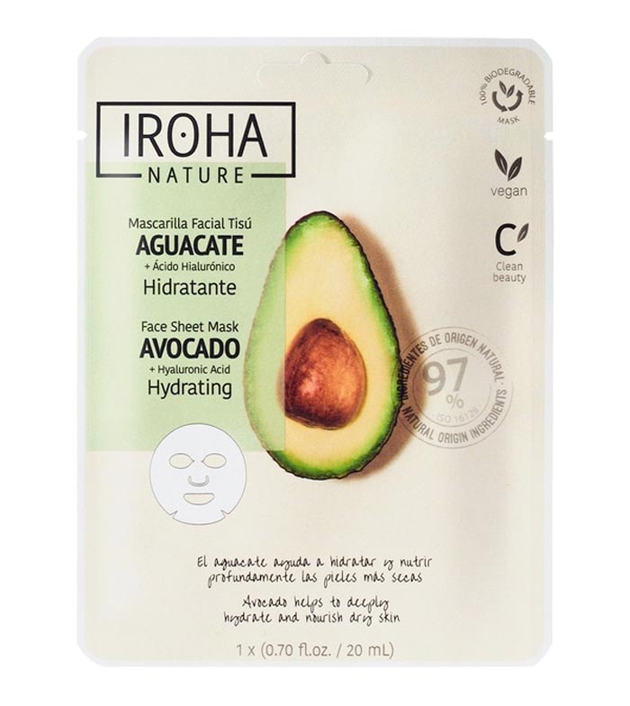 Iroha Nature - Máscara facial hidratante de tecido - Abacate