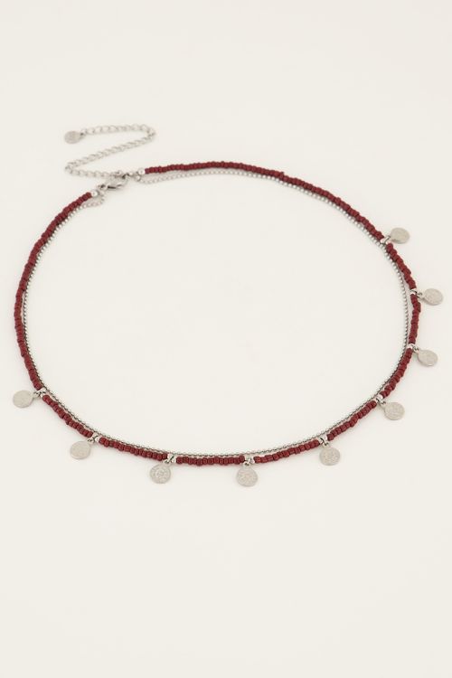 Bruine ketting met muntjes & kralen