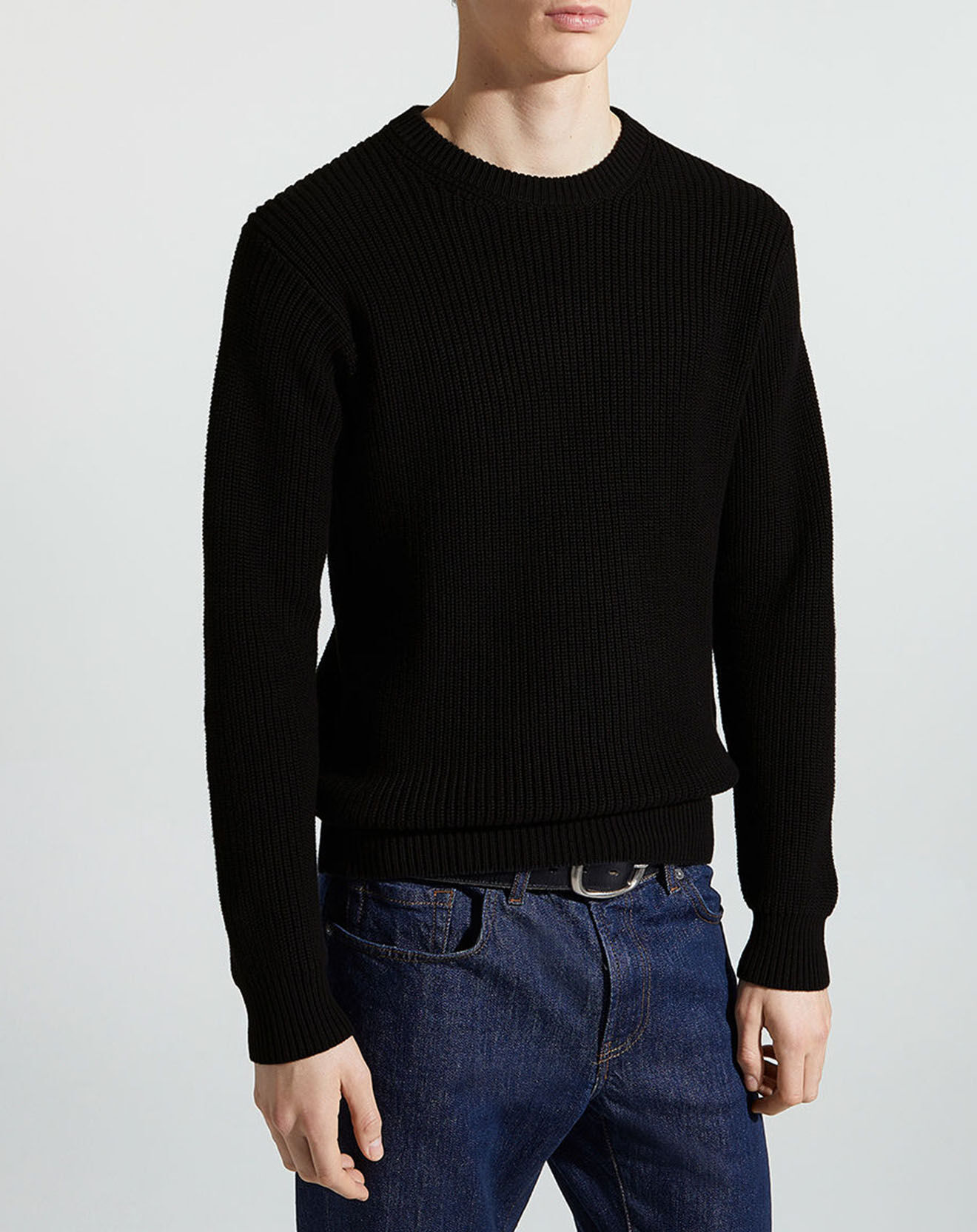 Galeries Lafayette Pull Brib rib noir