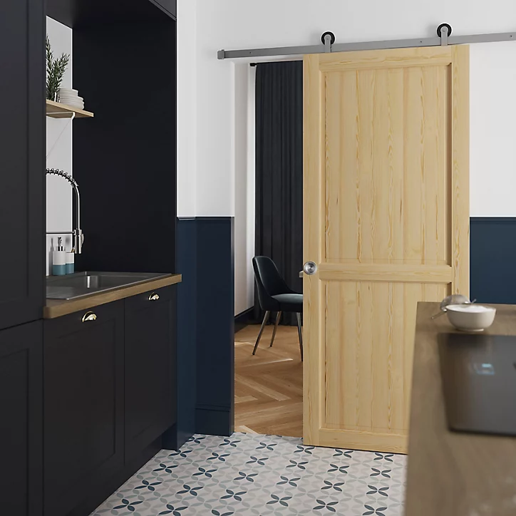 Porte coulissante Camargue pin H.204 x l.83 cm
