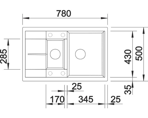 Blanco METRA 6 S spoelbak 780 x 500 mm antraciet 513473