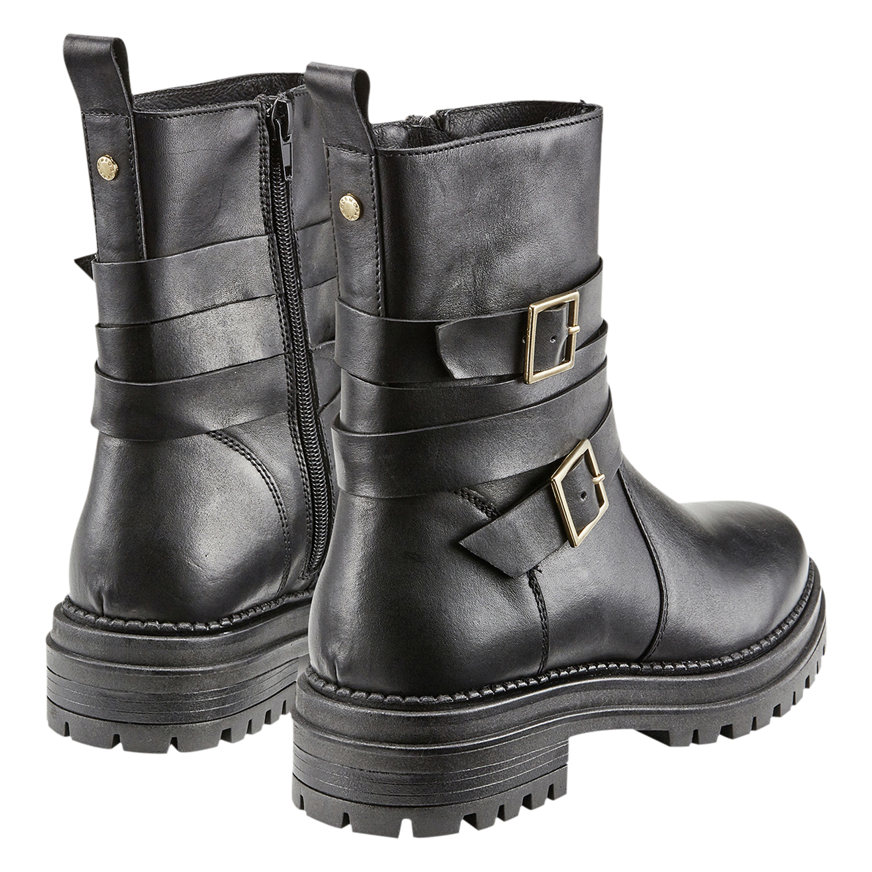 PINAR - Bottines crantées à ceintures | Noir