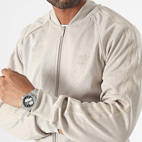 Veste Zippée A Bandes Mono IJ5688 Beige