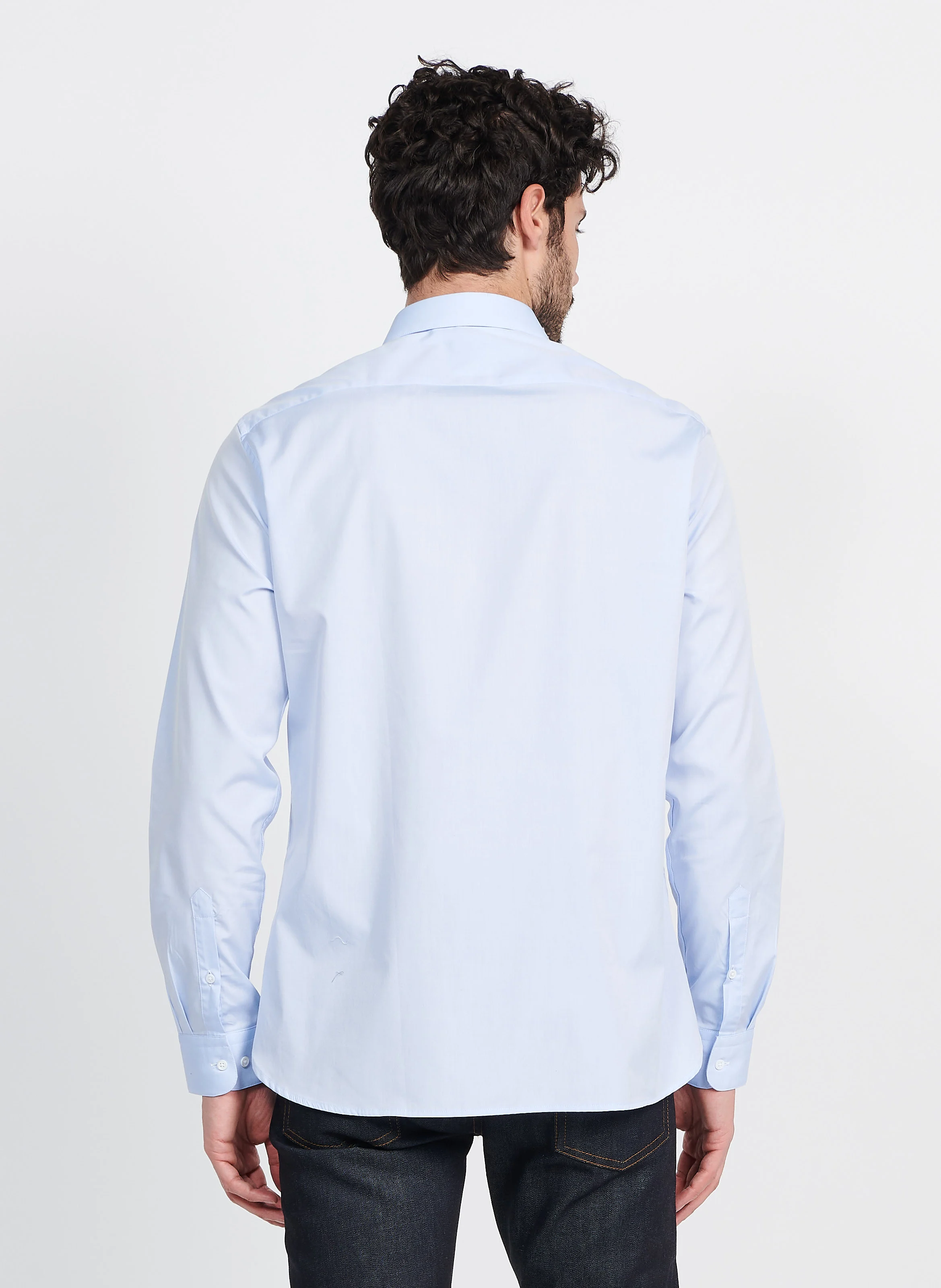 Chemise col classique regular-fit en coton| Bleu