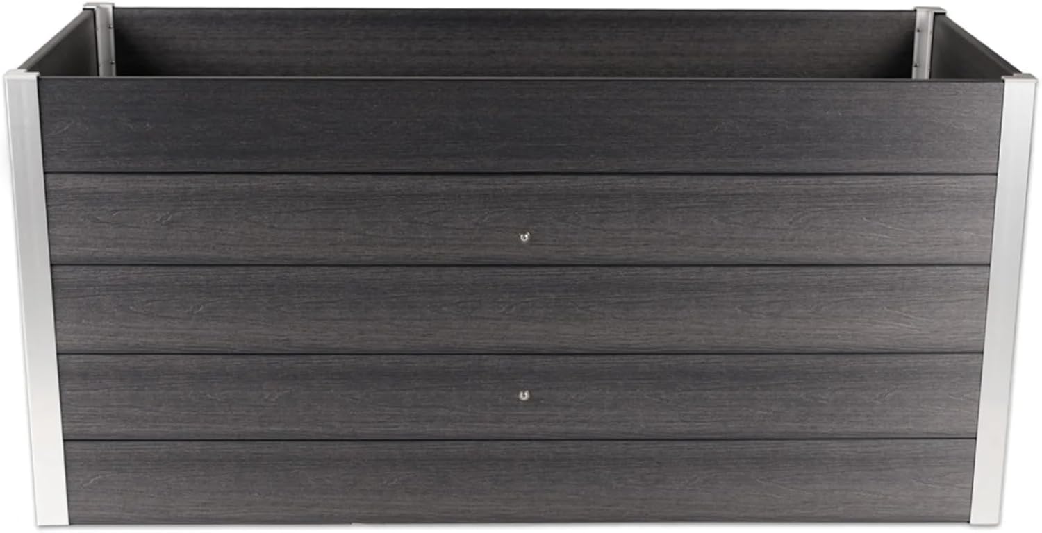 HORI WPC-Hochbeet Pflanzkasten Gemüsebeet Frühbeet Gartenbeet | 3 Größen verfügbar | Farbe: Anthrazit mit Holzoptik | Langlebig, wetterfest & pflegeleicht Größe: 160 x 70 x 75 cm