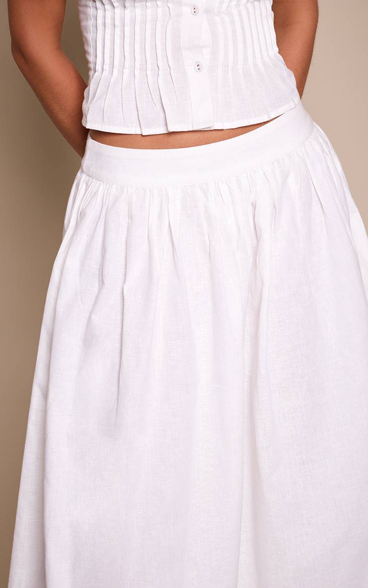 Blanc Jupe Longue Plissée En Coton