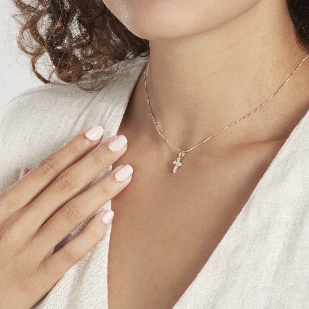 Pendentif Canice Croix Or Jaune Oxyde De Zirconium