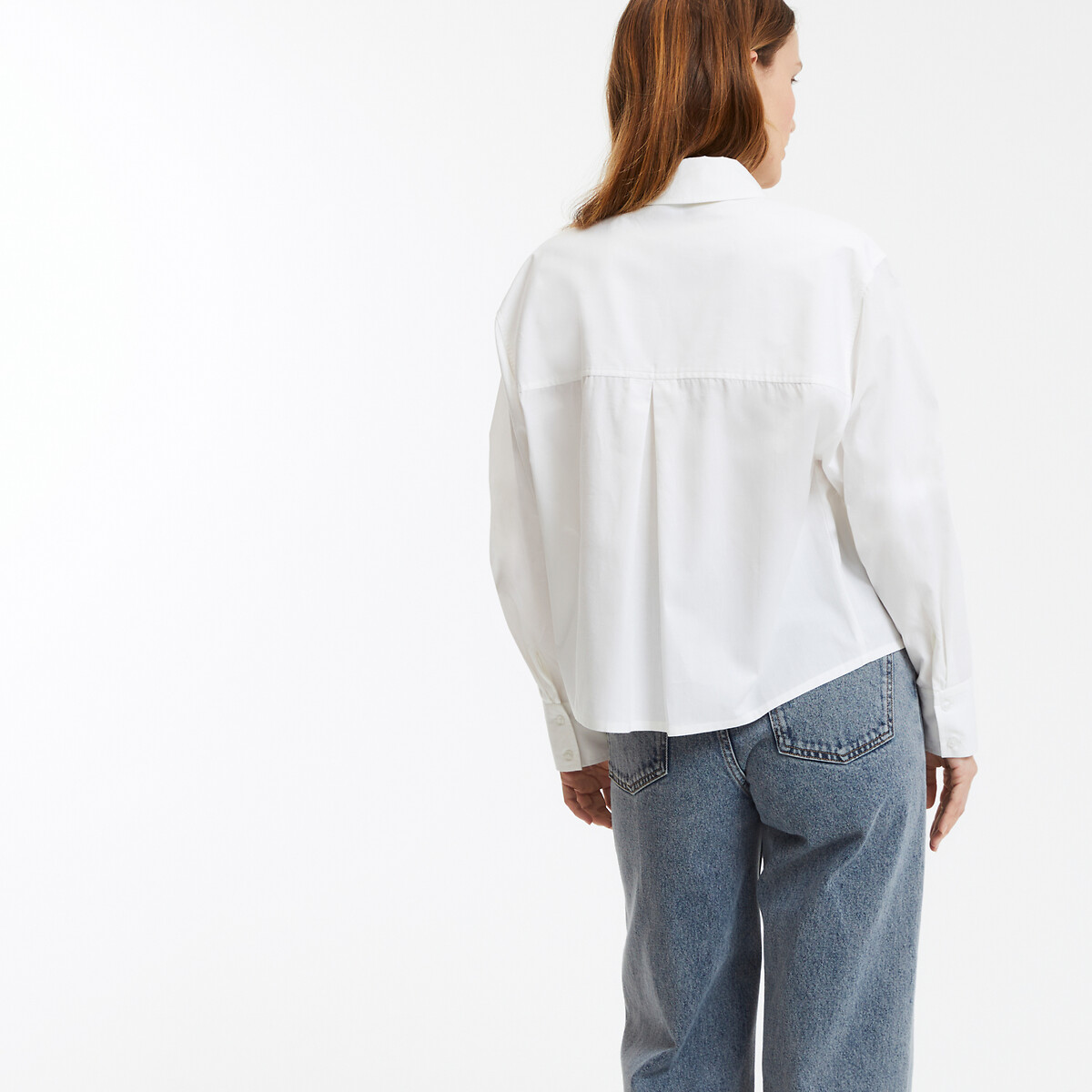 COLEÇÃO LA REDOUTE<br>Camisa curta de algodão com modelagem quadrada e mangas compridas