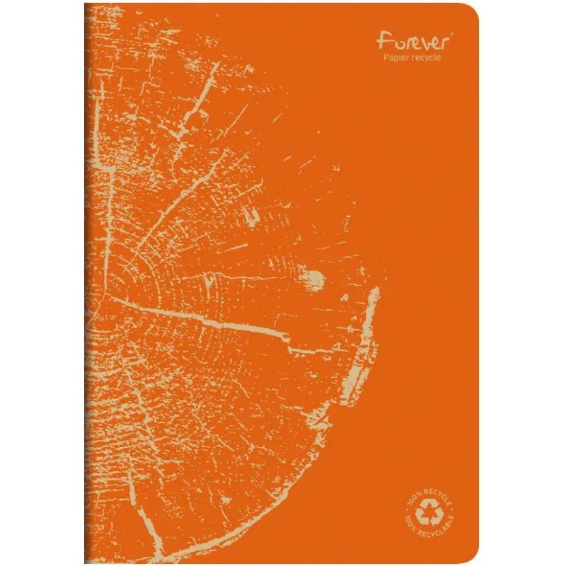 Cahier piqué FOREVER PREMIUM 100% recyclé A4 96 pages ligné papier recyclé blanc 90 g - Assortis
