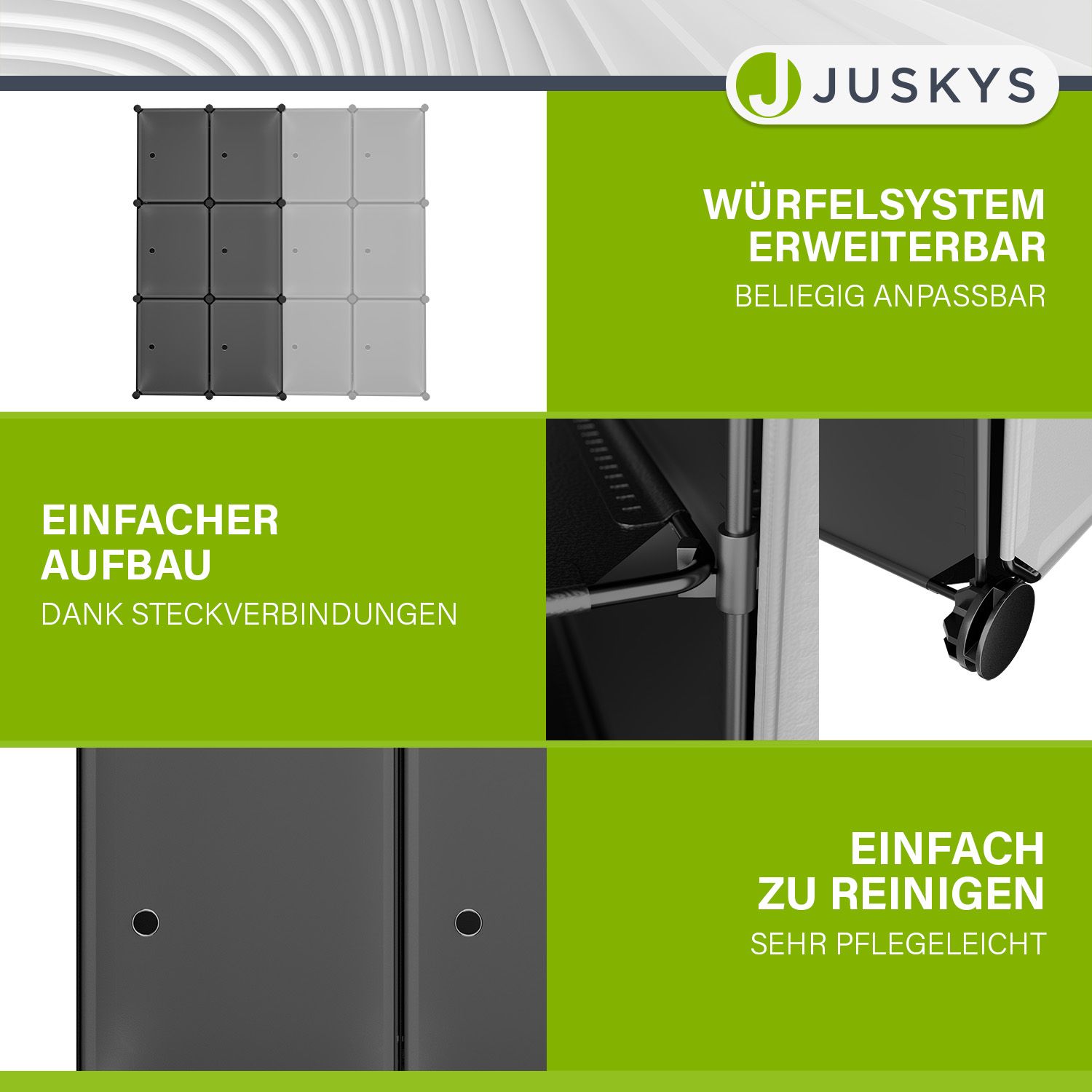 Juskys Schuhschrank 6 Würfel & Türen - Kunststoff Schrank für 24 Paar Schuhe - Steckregal Schwarz