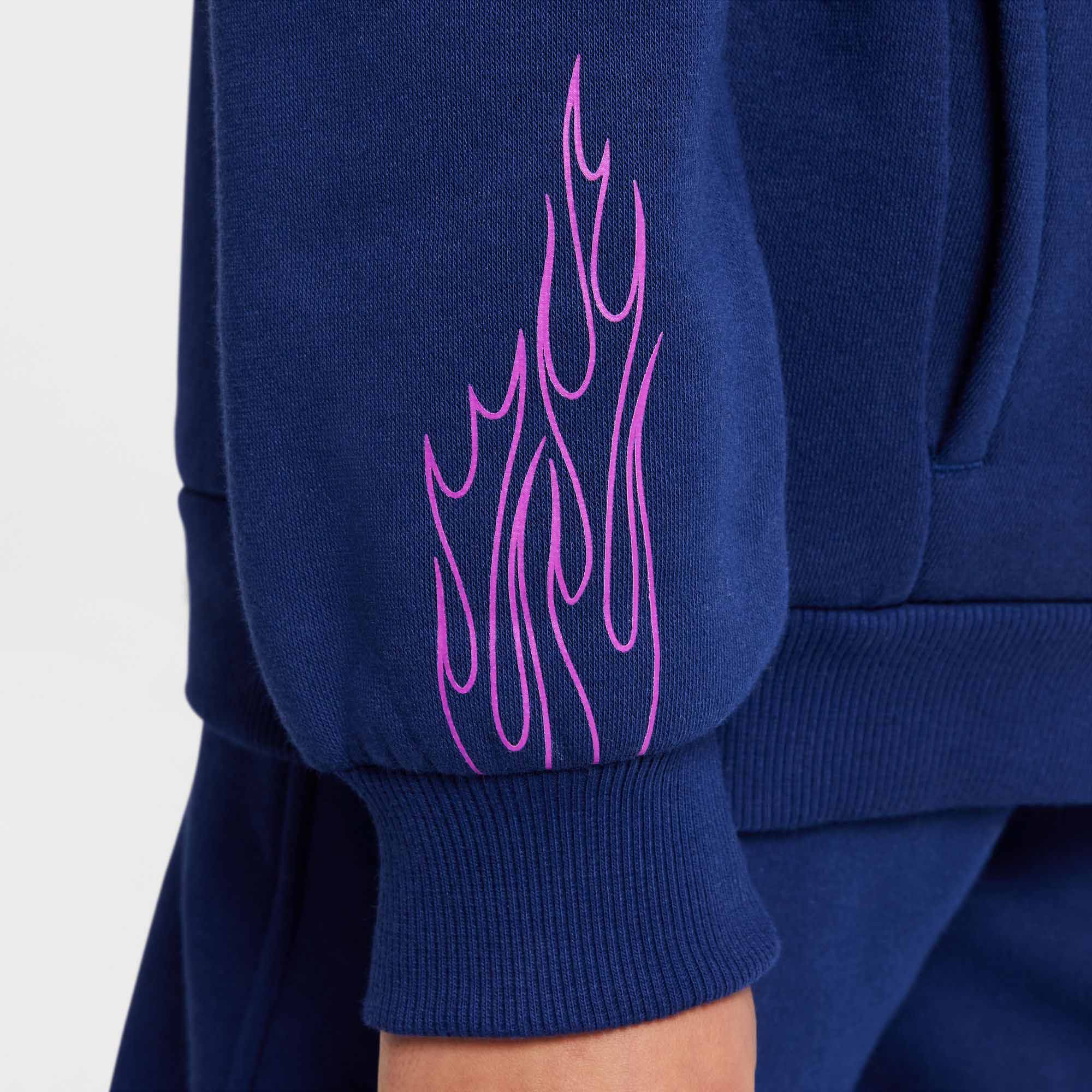 Kylian Mbappé Club Fleece Hoody Barn 492/Blue Void/Vivid Purple/Metallic Gold