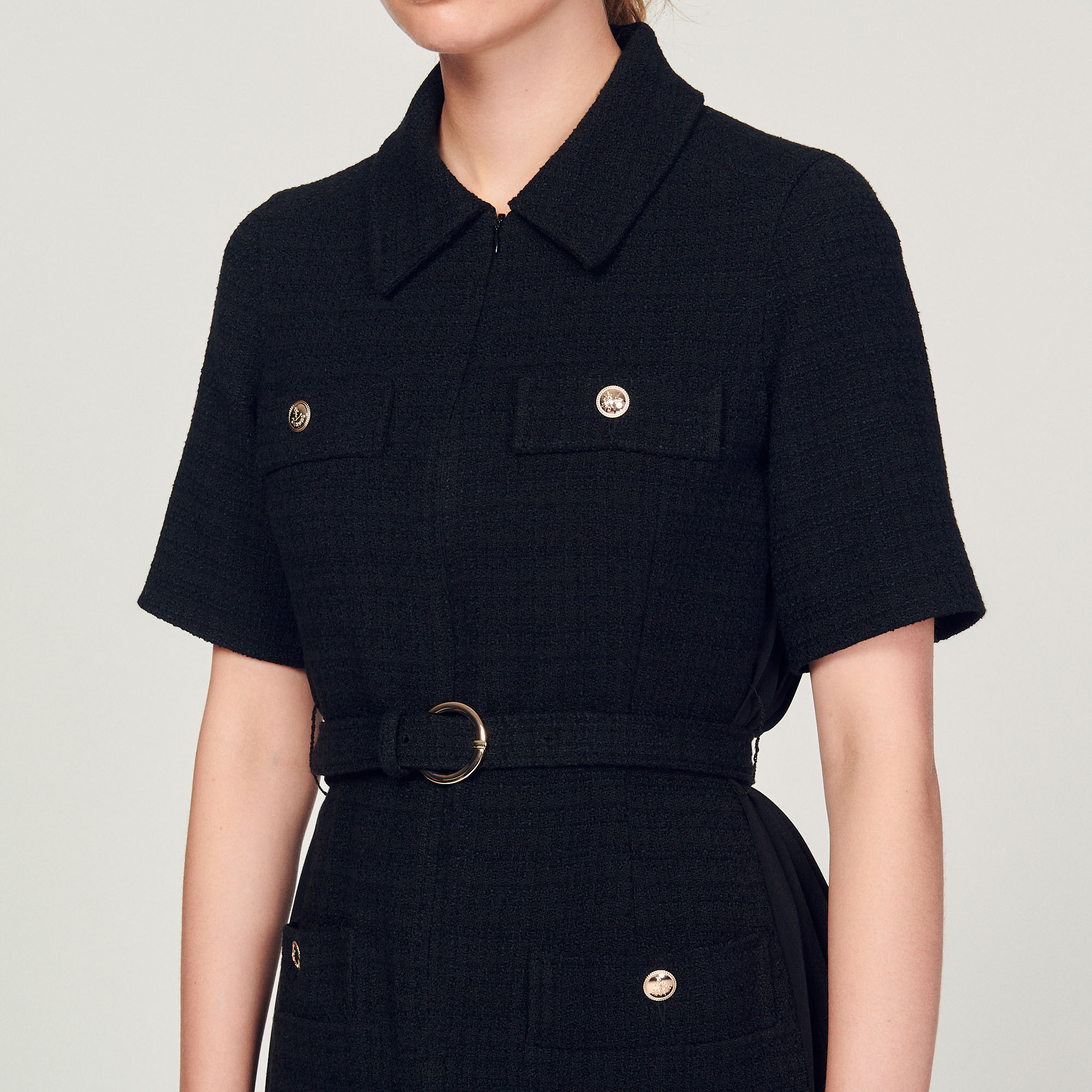 Robe á manches courtes bi matiéres