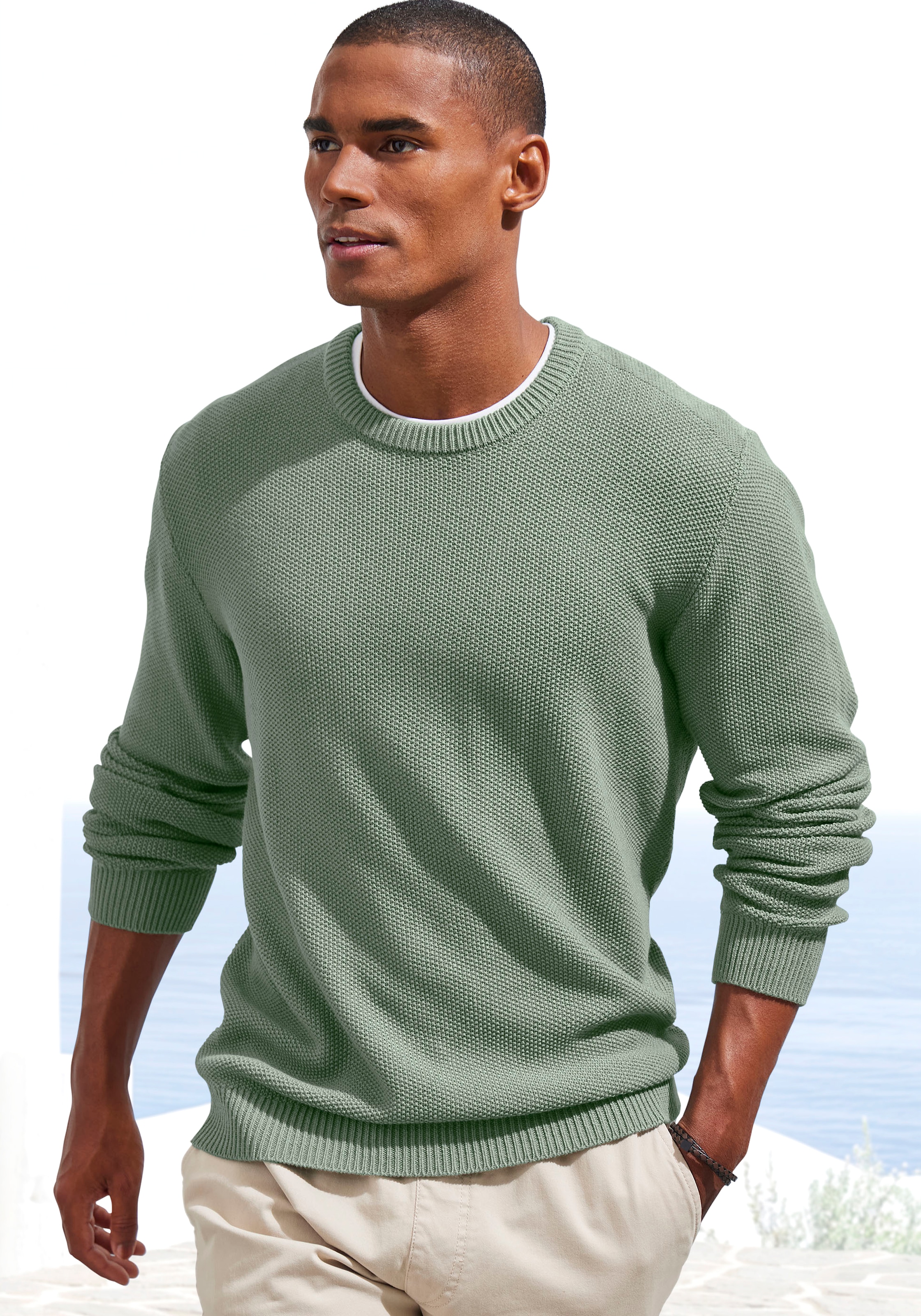 John Devin Strickpullover , Pullover in modischer Strickstruktur