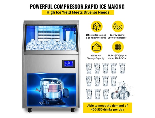 OPTEX - Machine à glaçons professionnelle 50kg par 24h 4x9 cubes mac...
