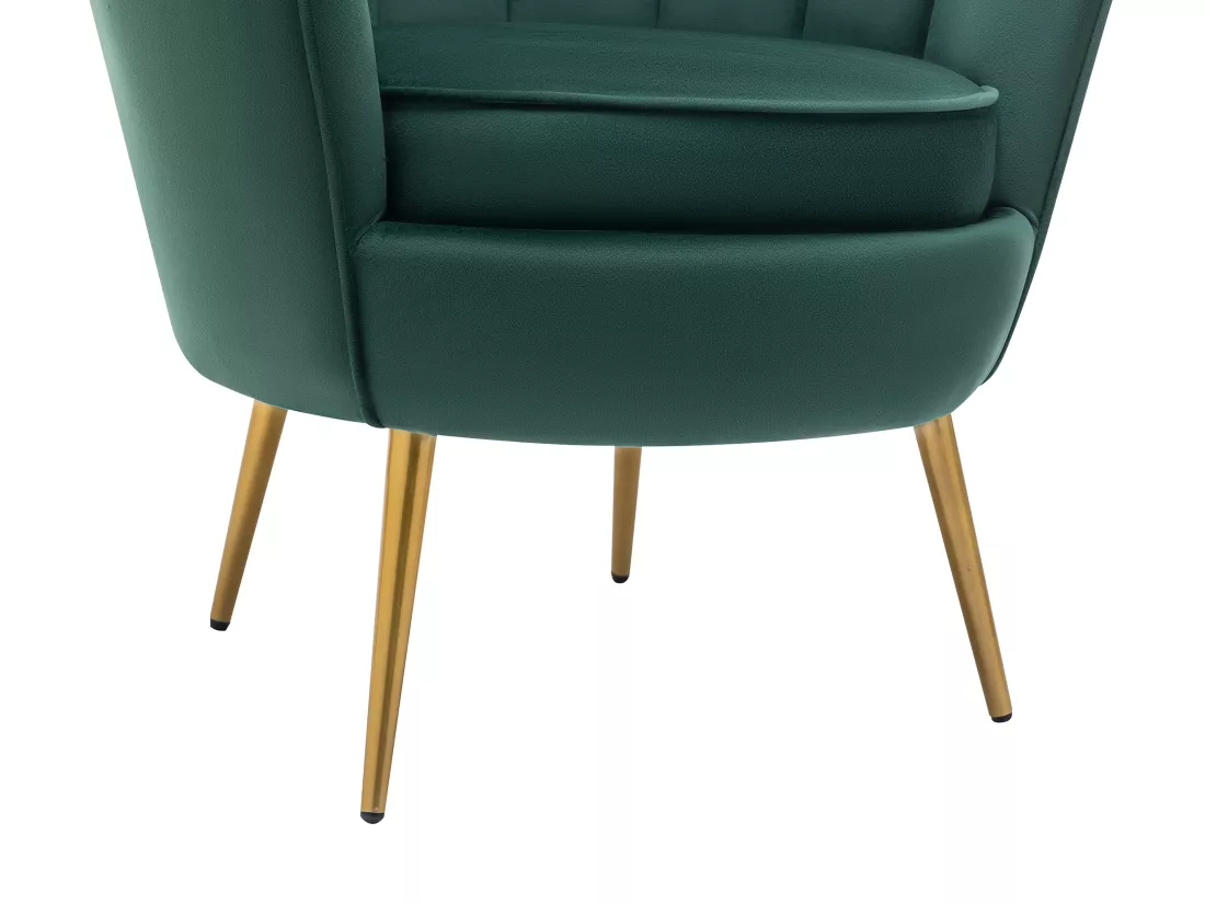 Fauteuil coquillage en velours vert LALEA