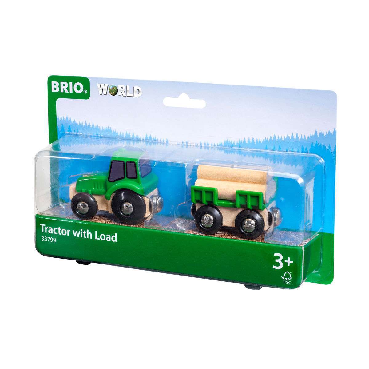 BRIO Spiel Traktor mit Holz-Anhänger