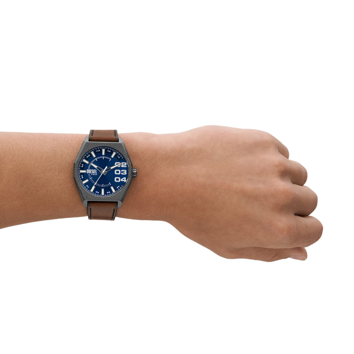 Montre DIESEL scraper homme bracelet cuir marron