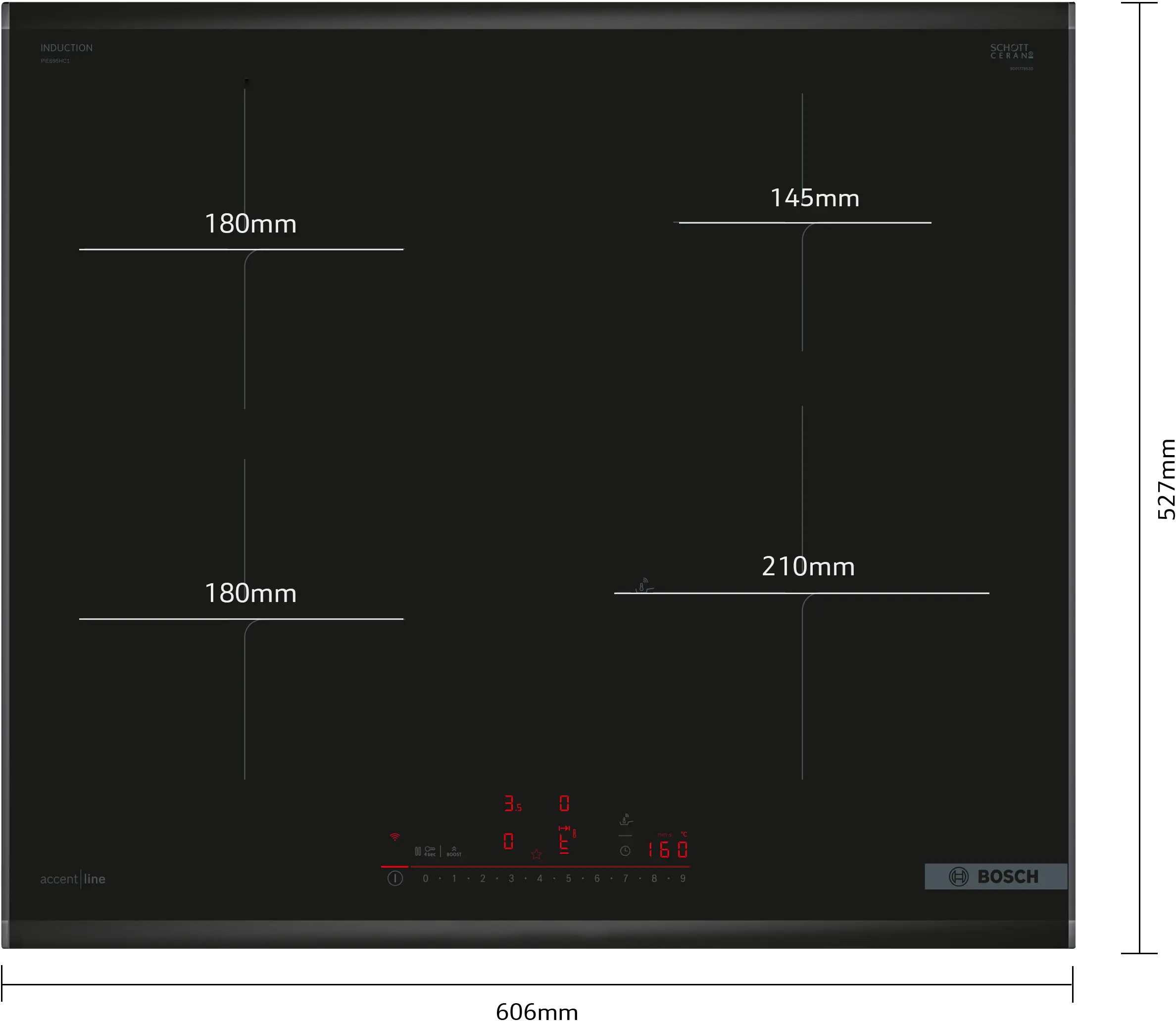 Serie 6 Inductiekookplaat 60 cm opbouwmontage met rand