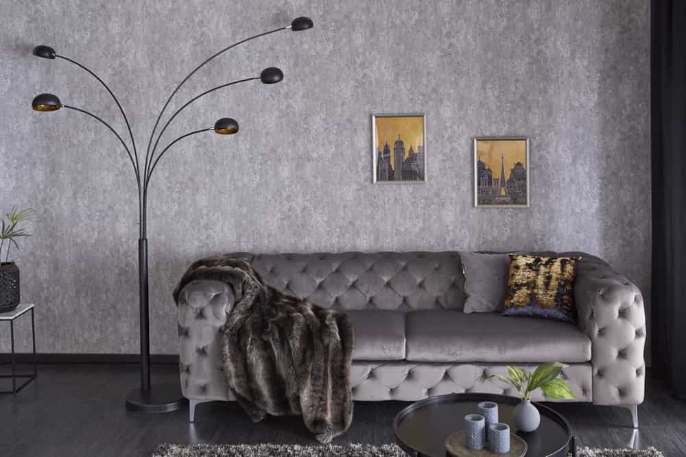Design Bogenlampe FIVE LIGHTS 210cm schwarz gold Stehlampe mit Marmorfuß