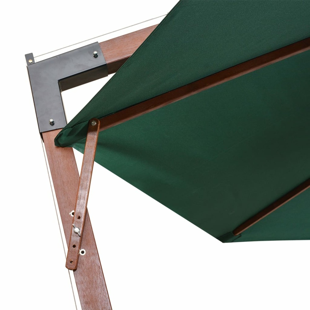 Parasol d'extérieur 350 cm poteau en bois vert