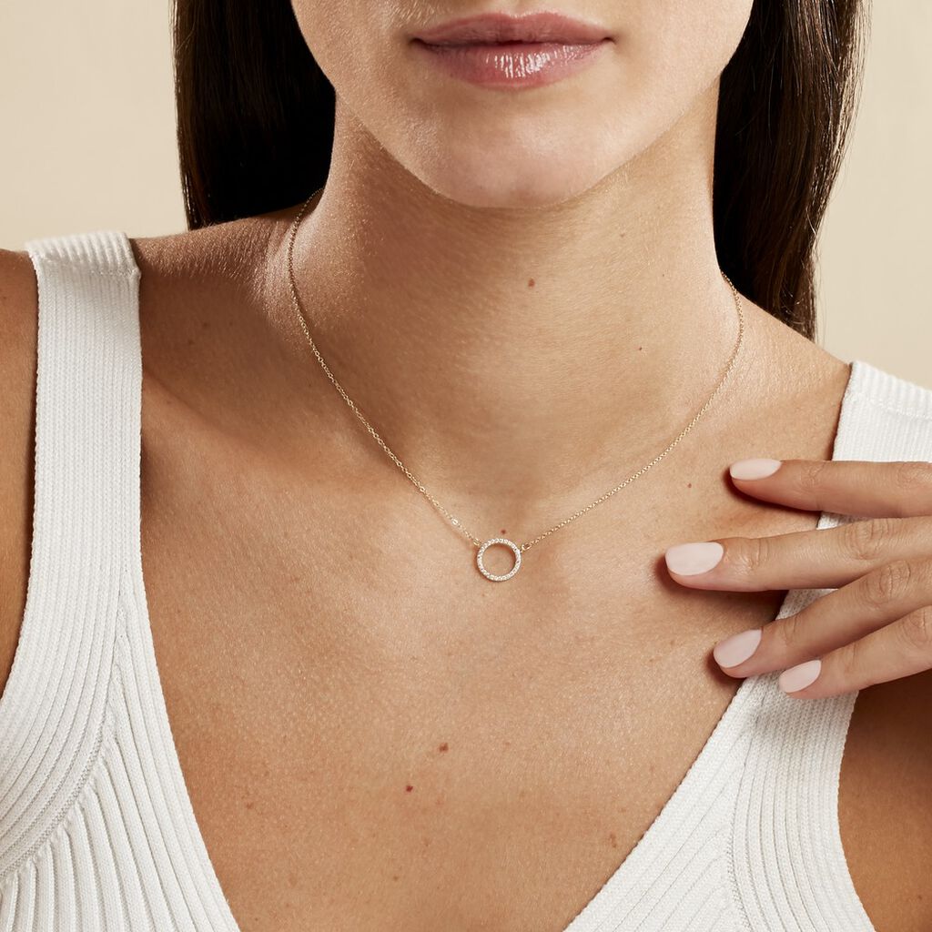 Collier Stip Or Jaune Oxyde De Zirconium