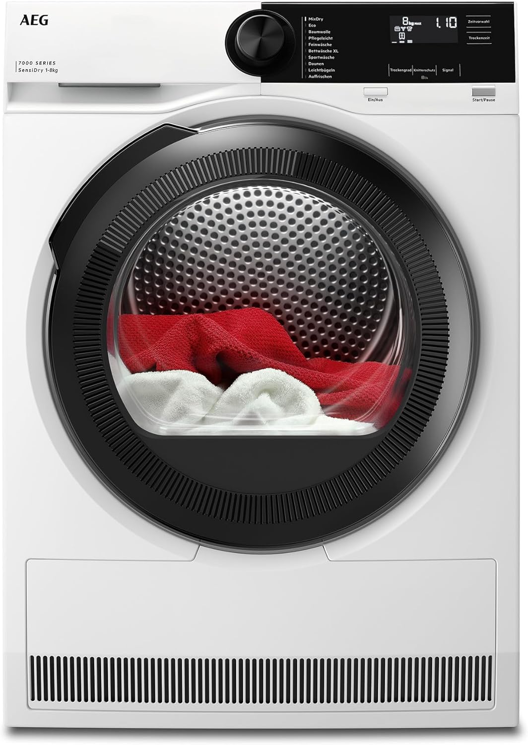 AEG Wärmepumpentrockner 8 kg, Serie 7000: SensiDry schonendes & energiesparendes Trockenverfahren, neue Energiekl. C, Mengenautomatik, Schontrommel, wechselende Drehrichtung, Knitterschutz, TR7T65680
